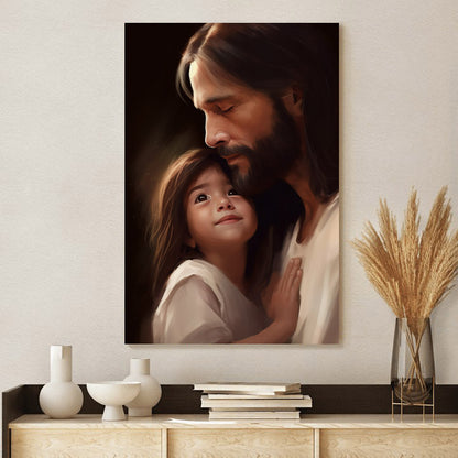 Jesus And A Little Girl 3 - Canvas Pictures - Jesus Christ Canvas - Christian Wall Art