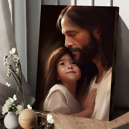 Jesus And A Little Girl 3 - Canvas Pictures - Jesus Christ Canvas - Christian Wall Art