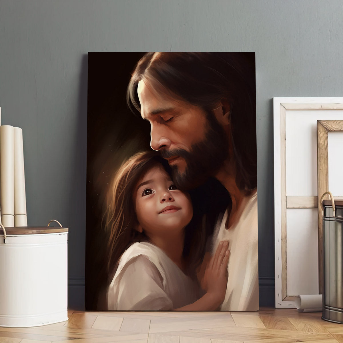 Jesus And A Little Girl 3 - Canvas Pictures - Jesus Christ Canvas - Christian Wall Art
