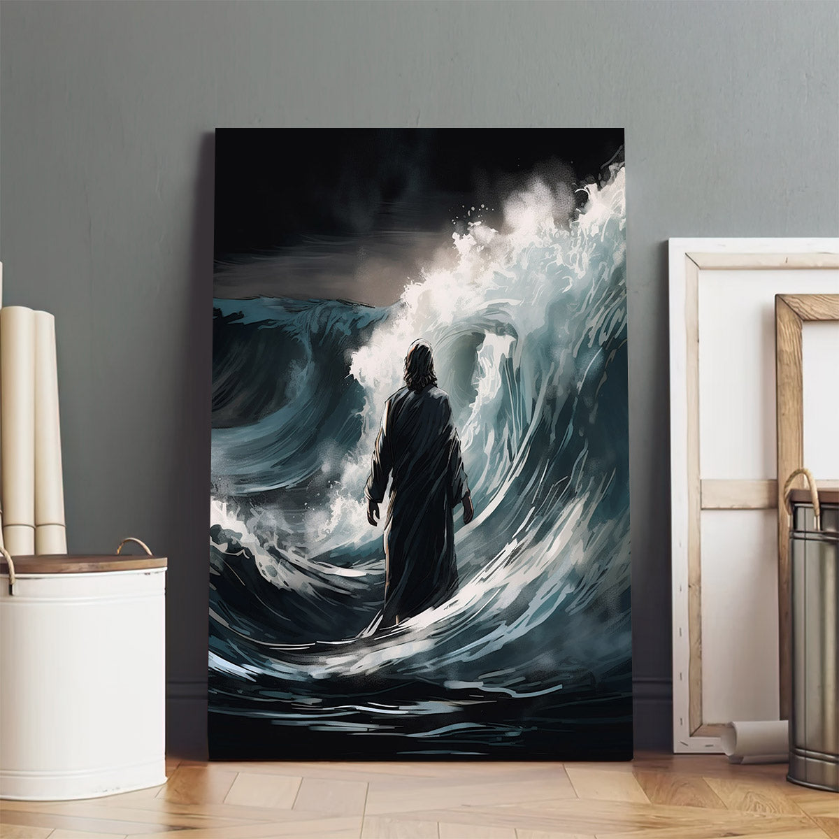 Jesus And A Wave - Canvas Picture - Jesus Christ Canvas - Christian Wall Art