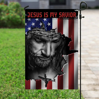 Jesus And American House Flags Jesus Is My Savior House Flags - Christian Garden Flags - Outdoor Christian Flag