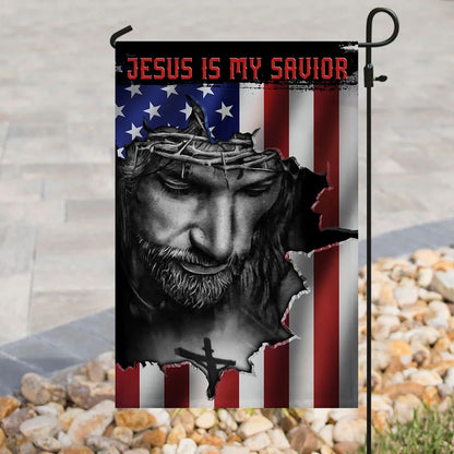 Jesus And American House Flags Jesus Is My Savior House Flags - Christian Garden Flags - Outdoor Christian Flag