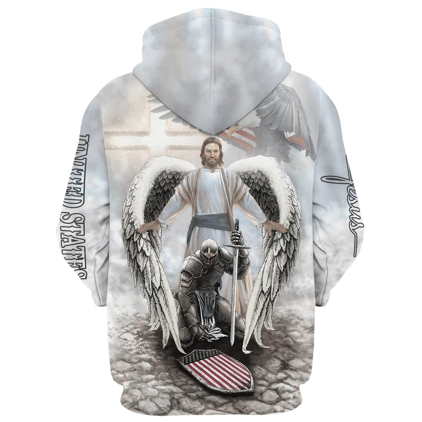 Jesus And Angel Warrior - One Nation Under God Hoodie - Men & Women Christian Hoodie - 3D Printed Hoodie