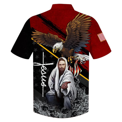 Jesus And Bald Eagle Hawaiian Shirts - Christian Hawaiian Shirt - Jesus Hawaiian Shirts