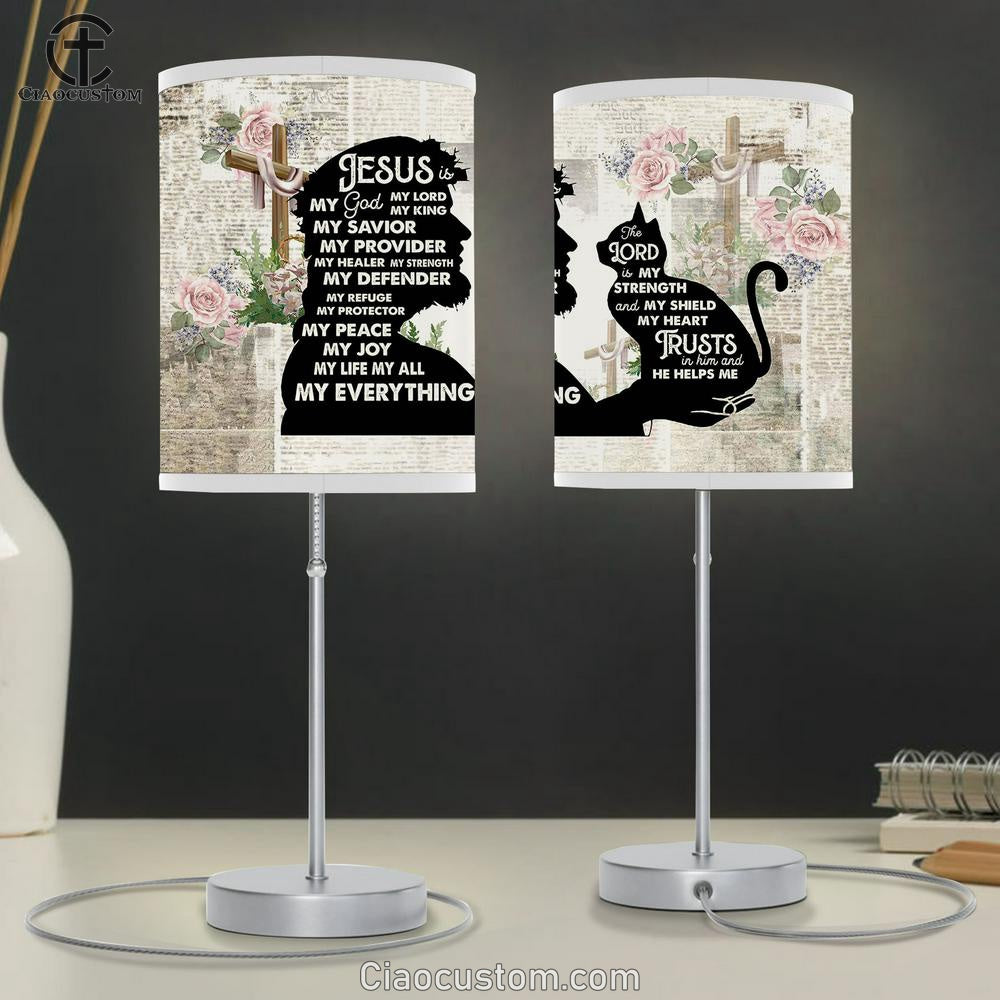 Jesus And Cat Table Lamp For Bedroom - Jesus Christ Table Lamp - Christian Table Lamp Prints