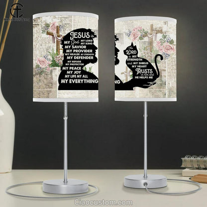 Jesus And Cat Table Lamp For Bedroom - Jesus Christ Table Lamp - Christian Table Lamp Prints