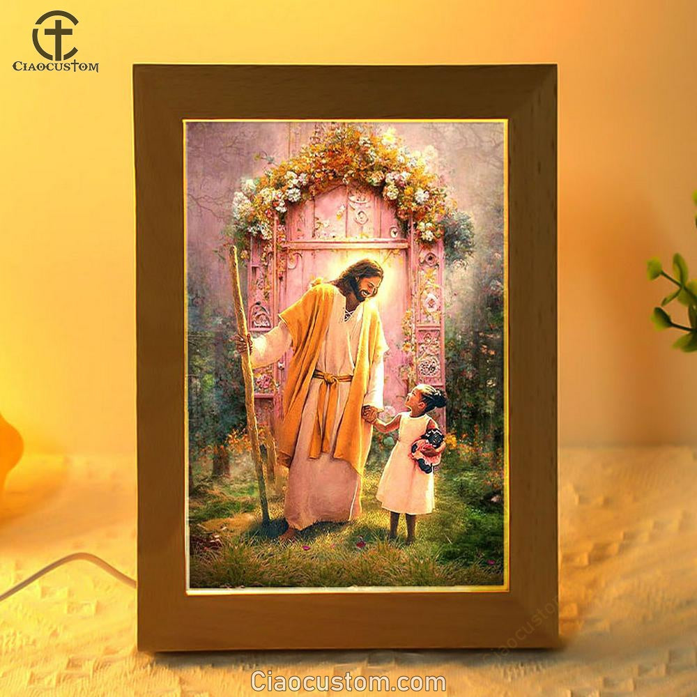 Jesus And Child Girl Frame Lamp Pictures - Jesus Art Prints - Jesus Art - Christian Home Decor