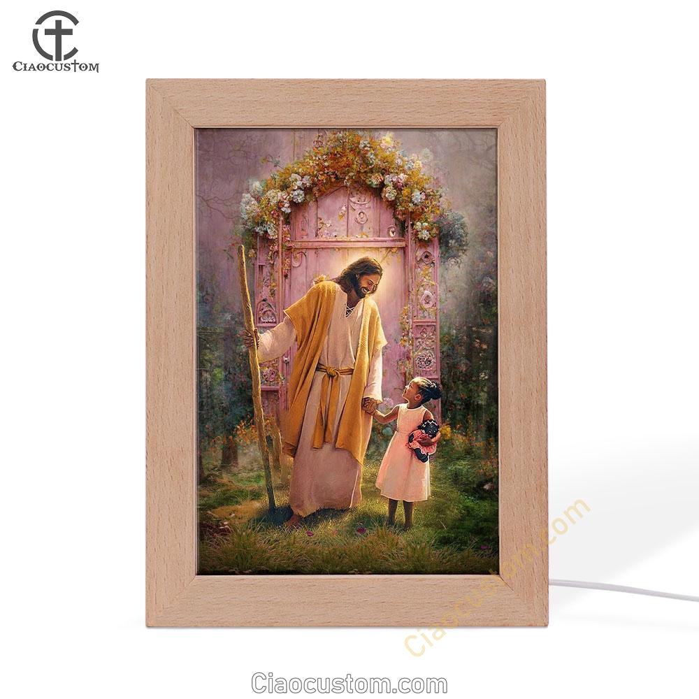 Jesus And Child Girl Frame Lamp Pictures - Jesus Art Prints - Jesus Art - Christian Home Decor