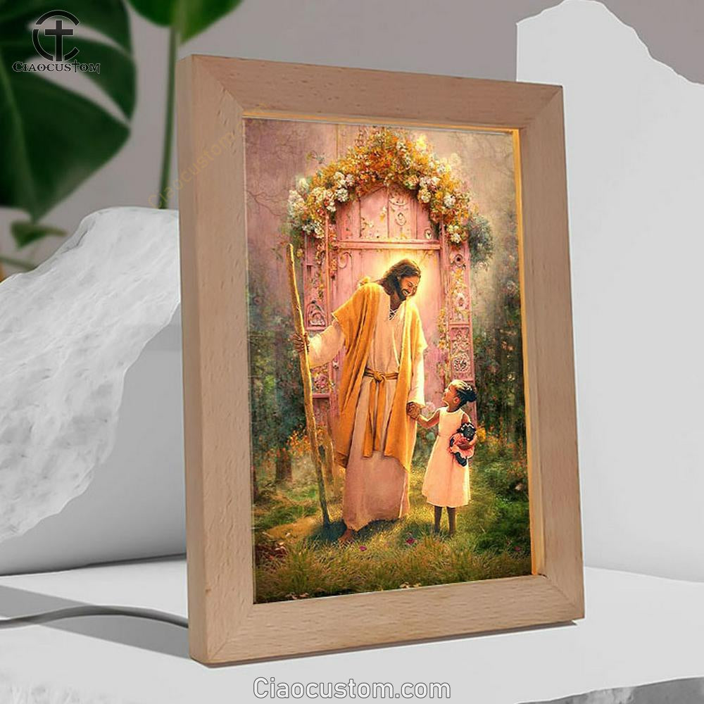 Jesus And Child Girl Frame Lamp Pictures - Jesus Art Prints - Jesus Art - Christian Home Decor