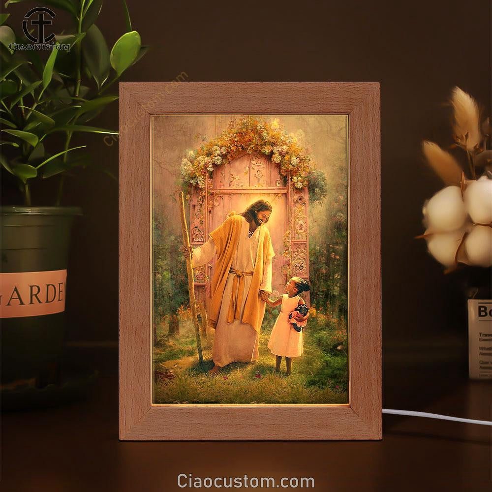 Jesus And Child Girl Frame Lamp Pictures - Jesus Art Prints - Jesus Art - Christian Home Decor