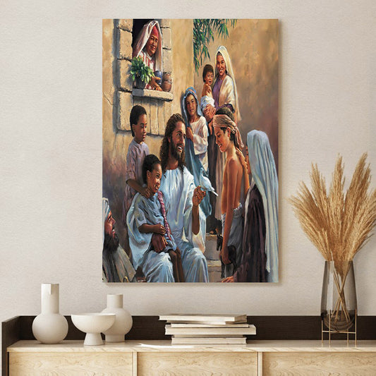 Jesus And Children - Canvas Pictures - Jesus Canvas Art - Christian Wall Art