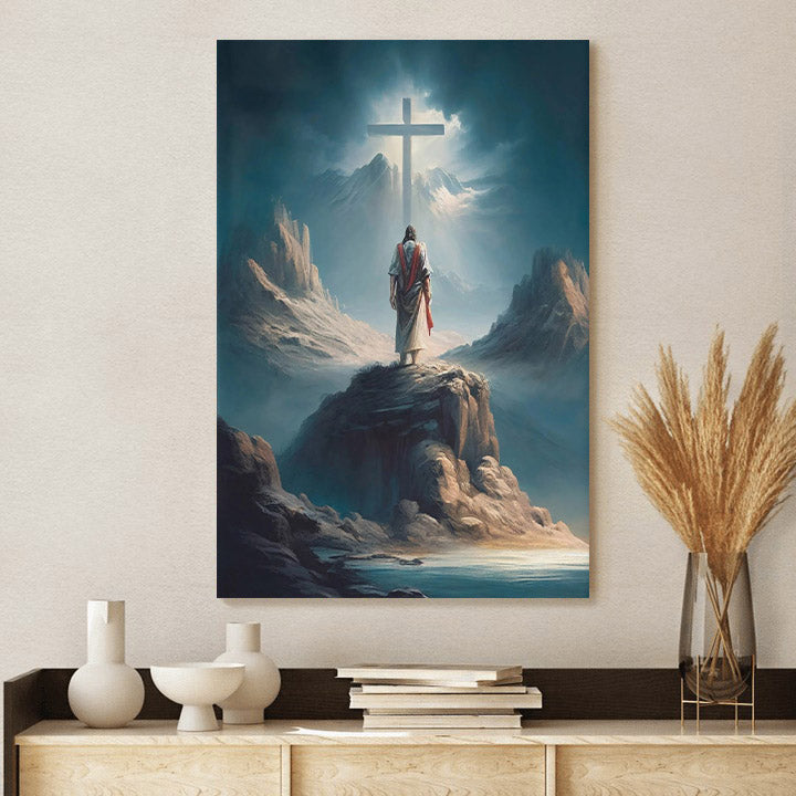 Jesus And Cross - Canvas Pictures - Jesus Canvas Art - Christian Wall Art