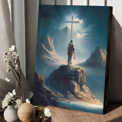 Jesus And Cross - Canvas Pictures - Jesus Canvas Art - Christian Wall Art