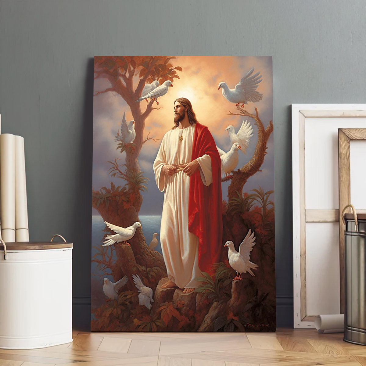 Jesus And Dove - Canvas Picture - Jesus Christ Canvas - Christian Wall Art