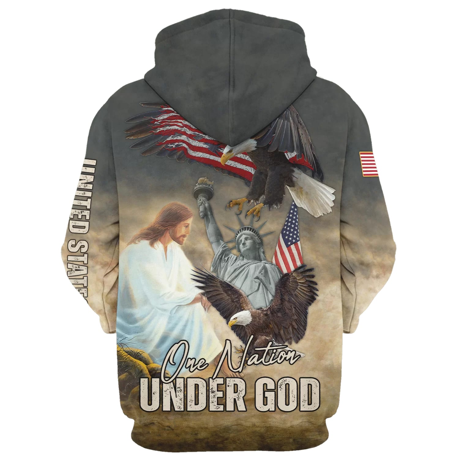 Jesus And Eagle Flying - One Nation Under God Hoodie - Men & Women Christian Hoodie - 3D Printed Hoodie