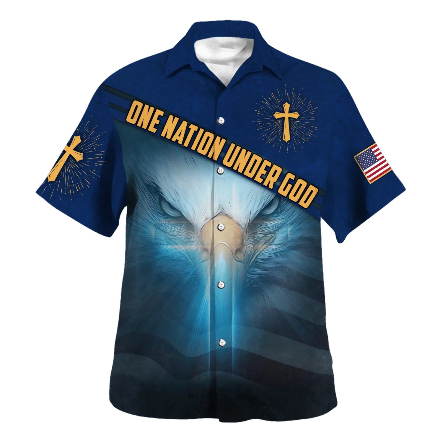 Jesus And Eagle One Nation Under God American Hawaiian Shirt - Christian Hawaiian Shirt - Best Hawaiian Shirts