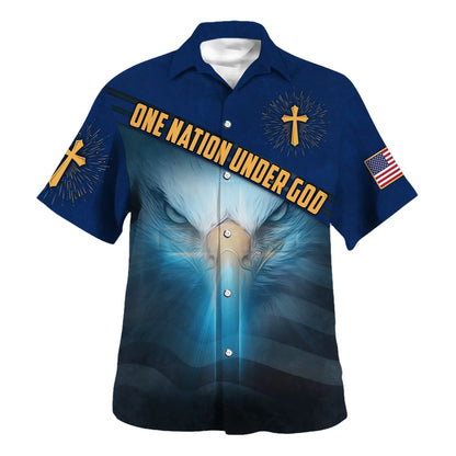 Jesus And Eagle One Nation Under God American Hawaiian Shirt - Christian Hawaiian Shirt - Best Hawaiian Shirts