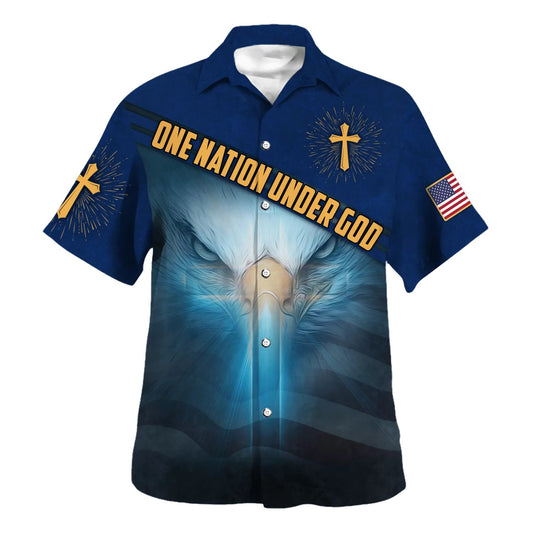 Jesus And Eagle One Nation Under God American Hawaiian Shirt - Christian Hawaiian Shirt - Best Hawaiian Shirts