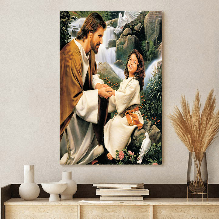 Jesus And Girl - Canvas Pictures - Jesus Canvas Art - Christian Wall Art