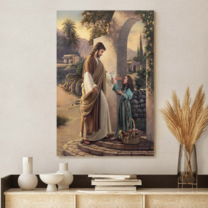 Jesus And Girl Canvas Picture - Jesus Christ Canvas Art - Christian Wall Canvas