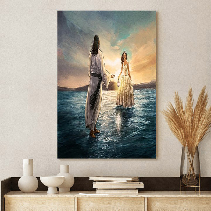 Jesus And Girl On The Water Canvas Prints - Jesus Christ Art - Christian Canvas Wall Decor