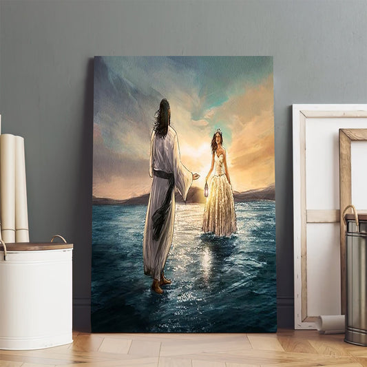 Jesus And Girl On The Water Canvas Prints - Jesus Christ Art - Christian Canvas Wall Decor