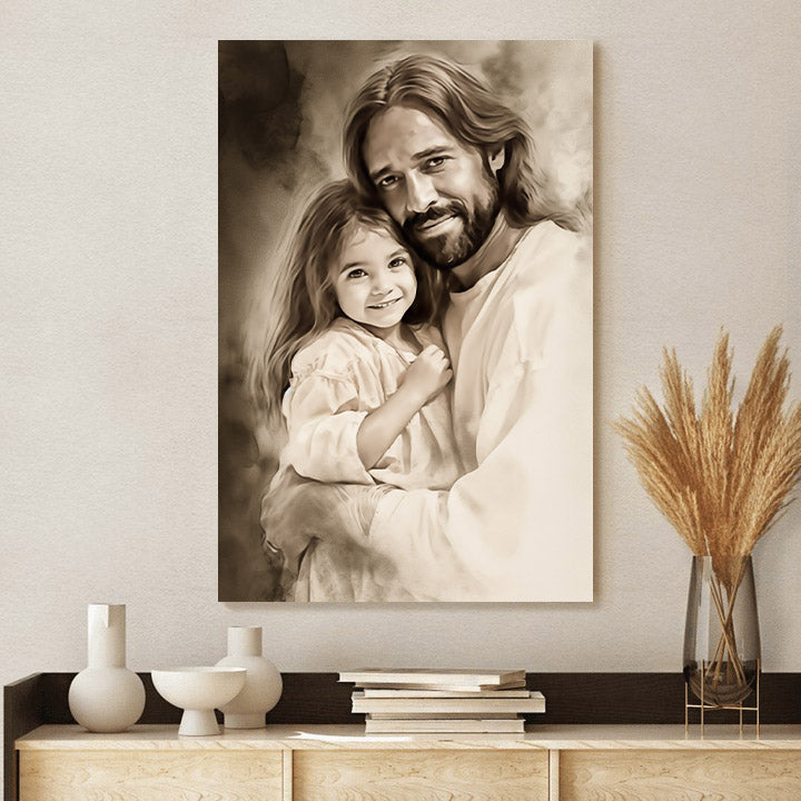 Jesus And His Daughter - Canvas Pictures - Jesus Christ Canvas - Christian Wall Art
