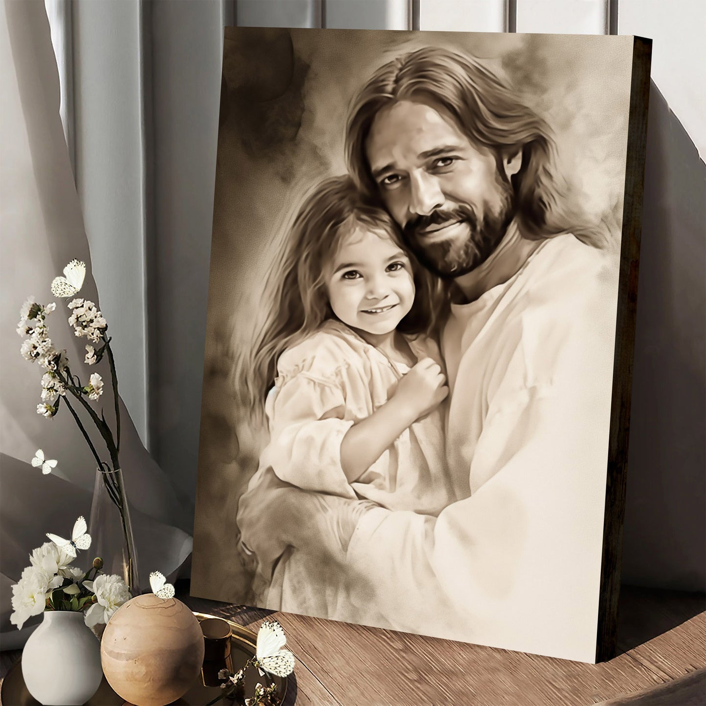 Jesus And His Daughter - Canvas Pictures - Jesus Christ Canvas - Christian Wall Art