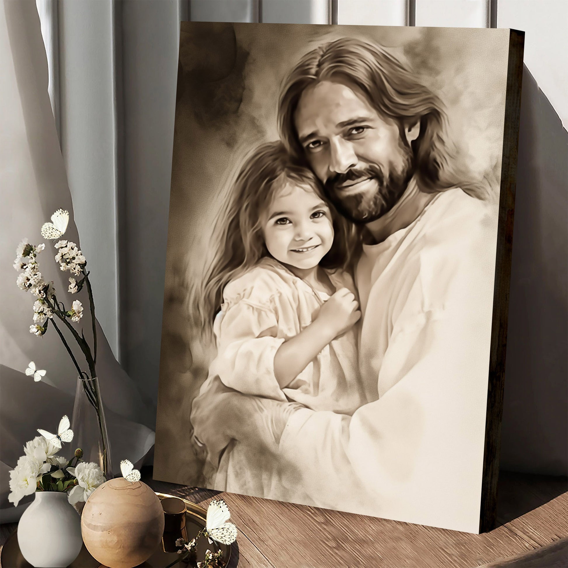 Jesus And His Daughter - Canvas Pictures - Jesus Christ Canvas - Christian Wall Art