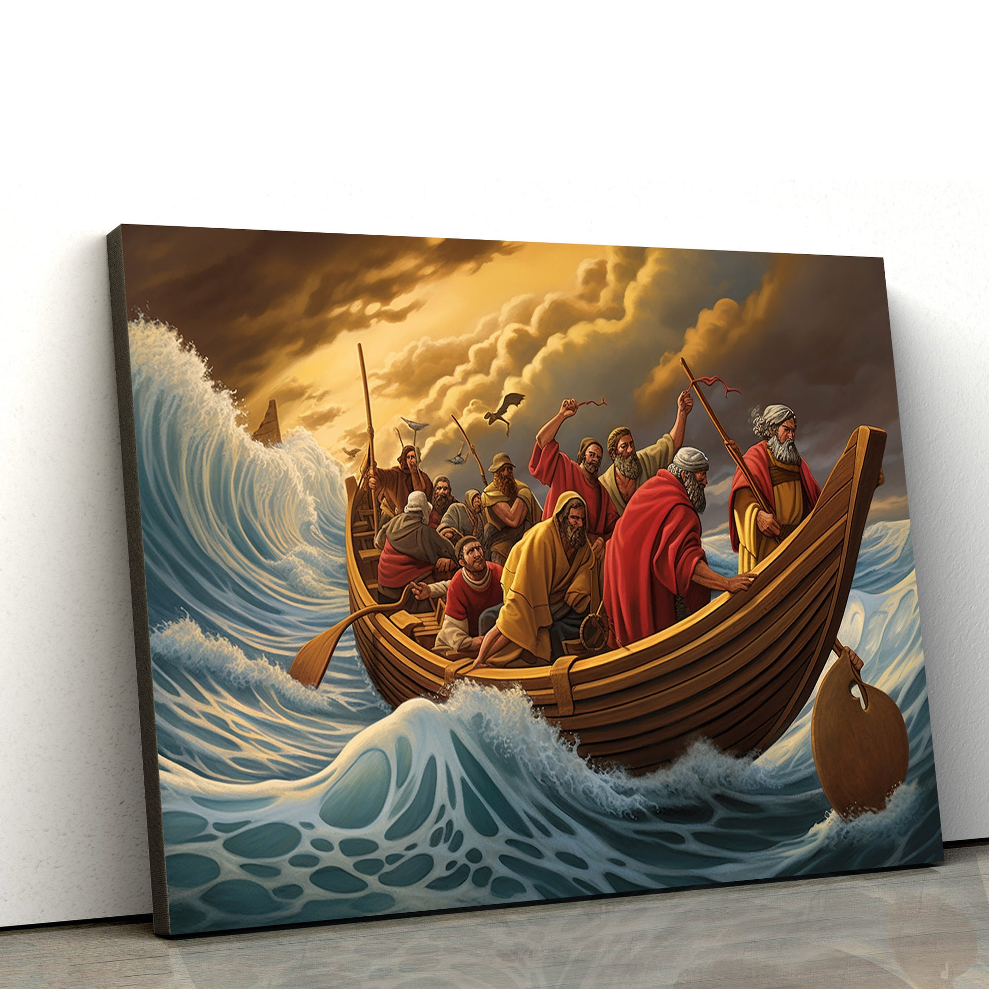Jesus And His Disciples In A Boat - Canvas Picture - Jesus Christ Canvas - Christian Wall Art