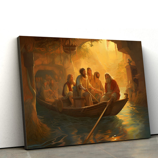 Jesus And His Disciples In A Boat 1 - Canvas Picture - Jesus Christ Canvas - Christian Wall Art