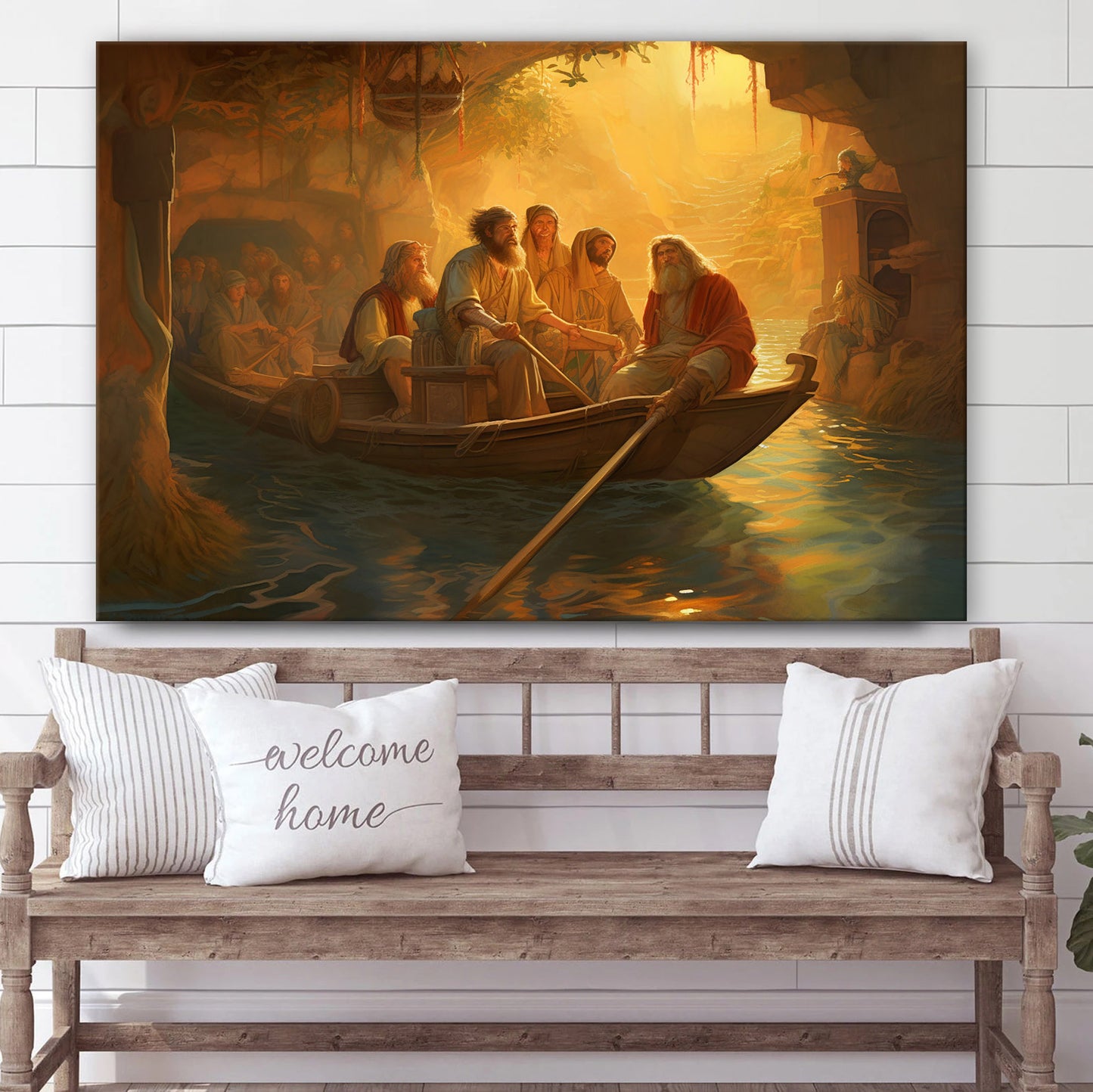 Jesus And His Disciples In A Boat 1 - Canvas Picture - Jesus Christ Canvas - Christian Wall Art