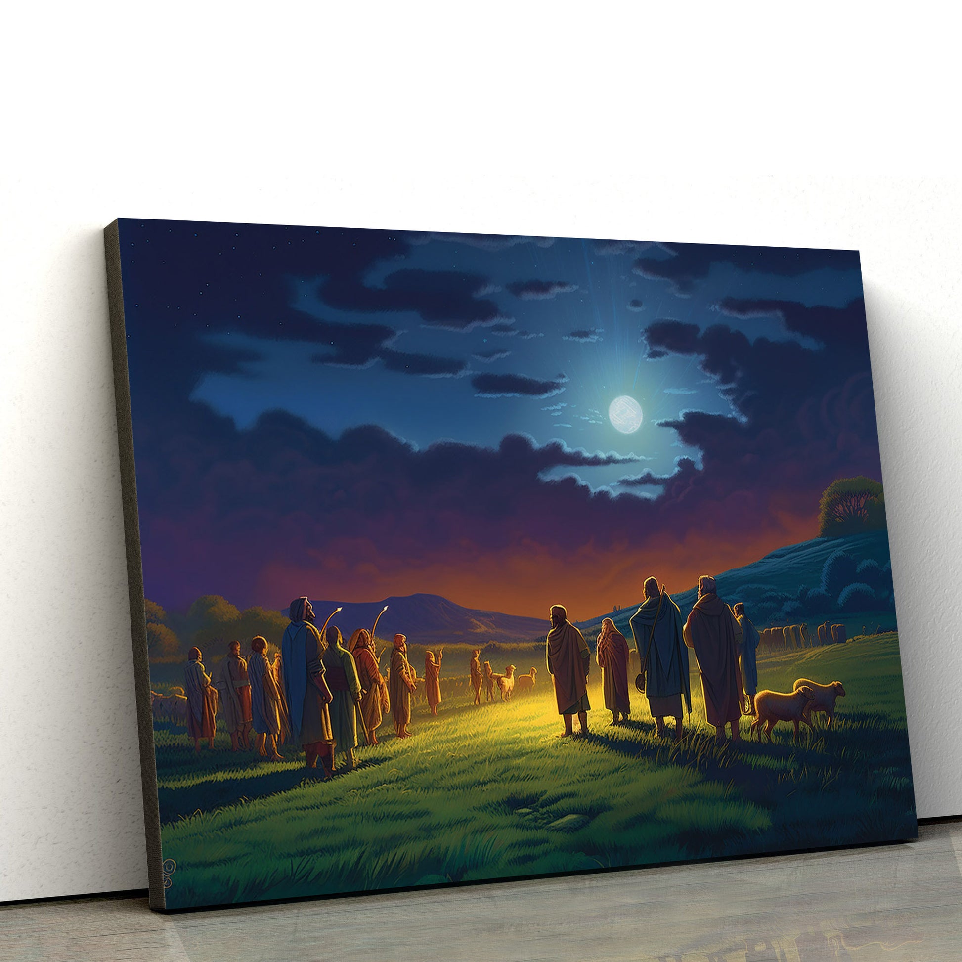 Jesus And His Disciples Standing Near A Field With Shepherds - Canvas Picture - Jesus Christ Canvas - Christian Wall Art
