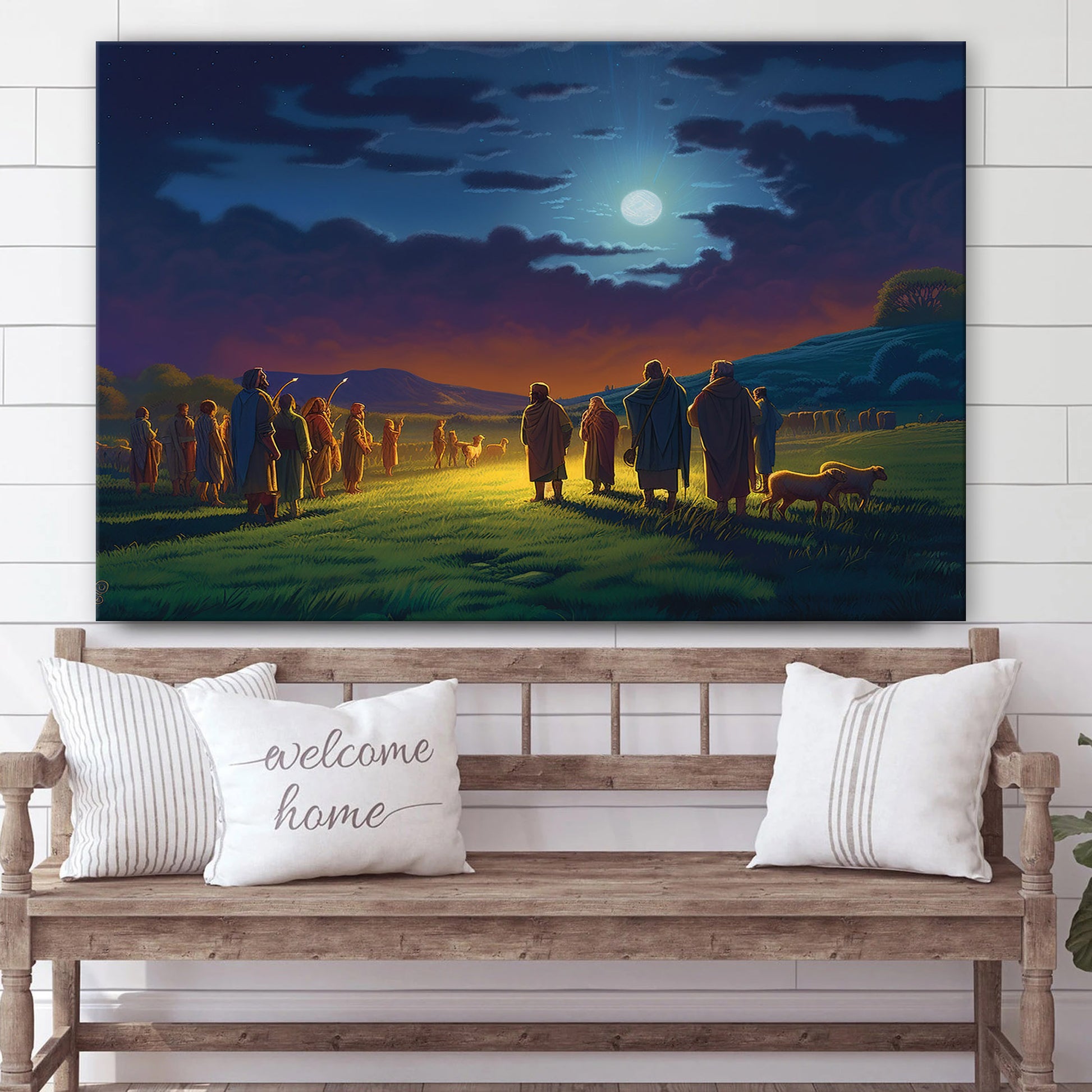Jesus And His Disciples Standing Near A Field With Shepherds - Canvas Picture - Jesus Christ Canvas - Christian Wall Art