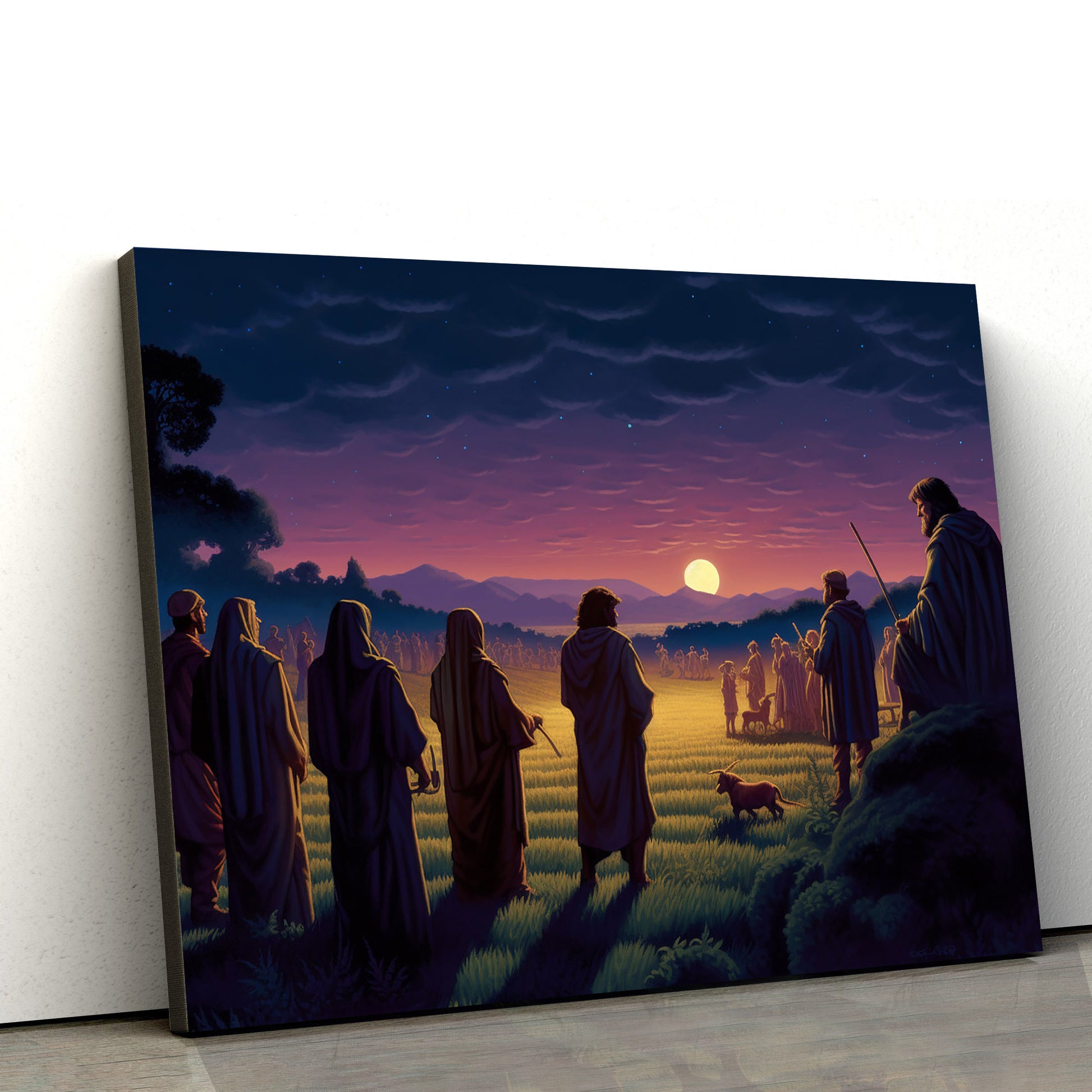 Jesus And His Disciples Standing Near A Field With Shepherds 1 - Canvas Picture - Jesus Christ Canvas - Christian Wall Art