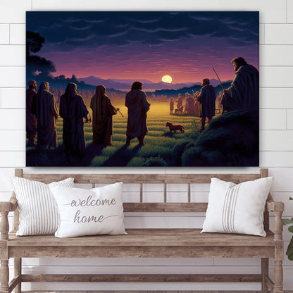 Jesus And His Disciples Standing Near A Field With Shepherds 1 - Canvas Picture - Jesus Christ Canvas - Christian Wall Art