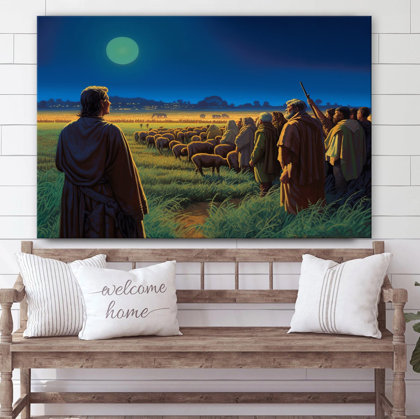 Jesus And His Disciples Standing Near A Field With Shepherds 3 - Canvas Picture - Jesus Christ Canvas - Christian Wall Art