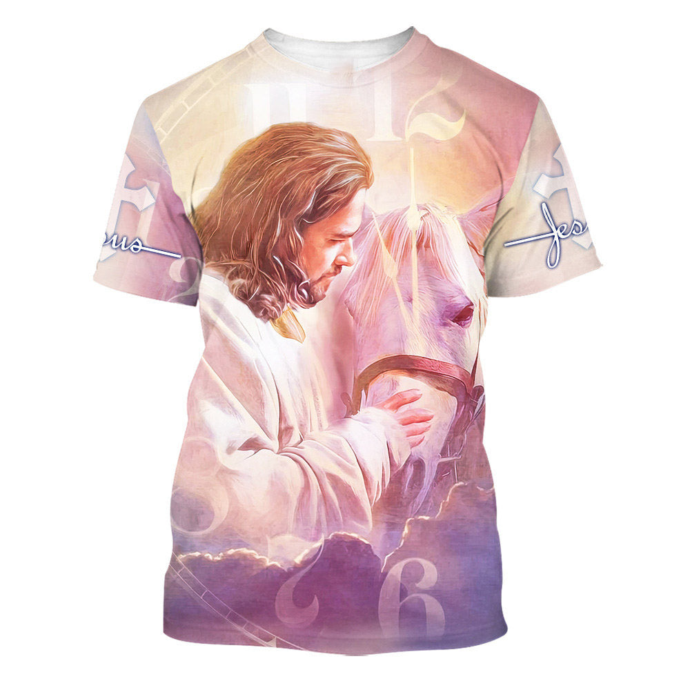 Jesus And Horse 3d All Over Print Shirt - Christian 3d Shirts For Men Women