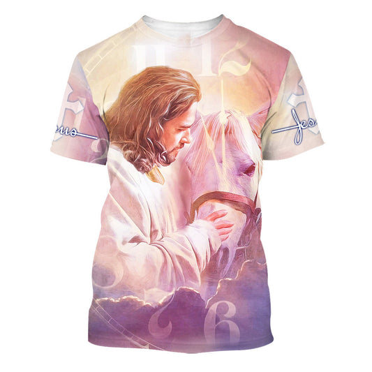 Jesus And Horse 3d All Over Print Shirt - Christian 3d Shirts For Men Women