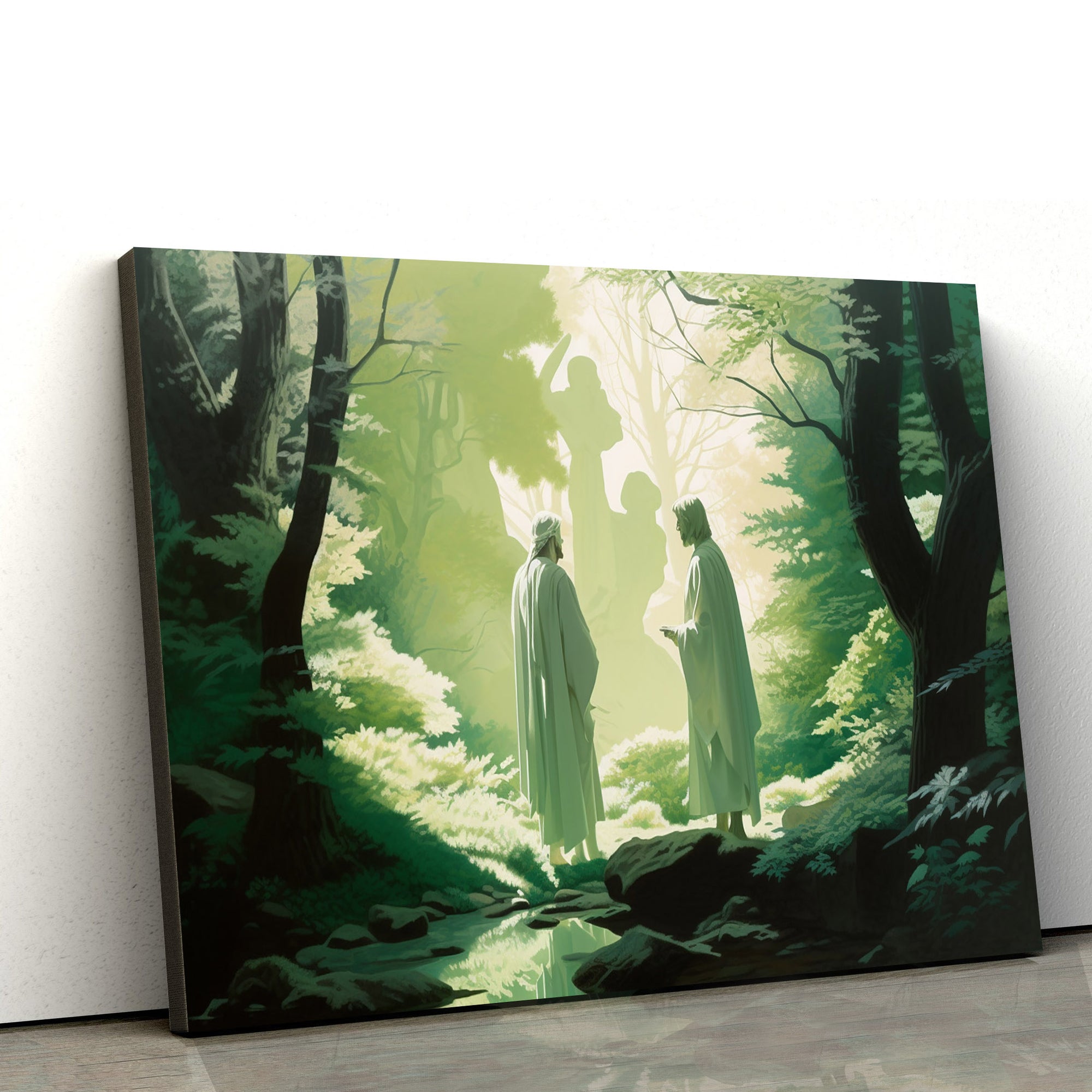 Jesus And John Standing In The Woods - Canvas Picture - Jesus Christ Canvas - Christian Wall Art