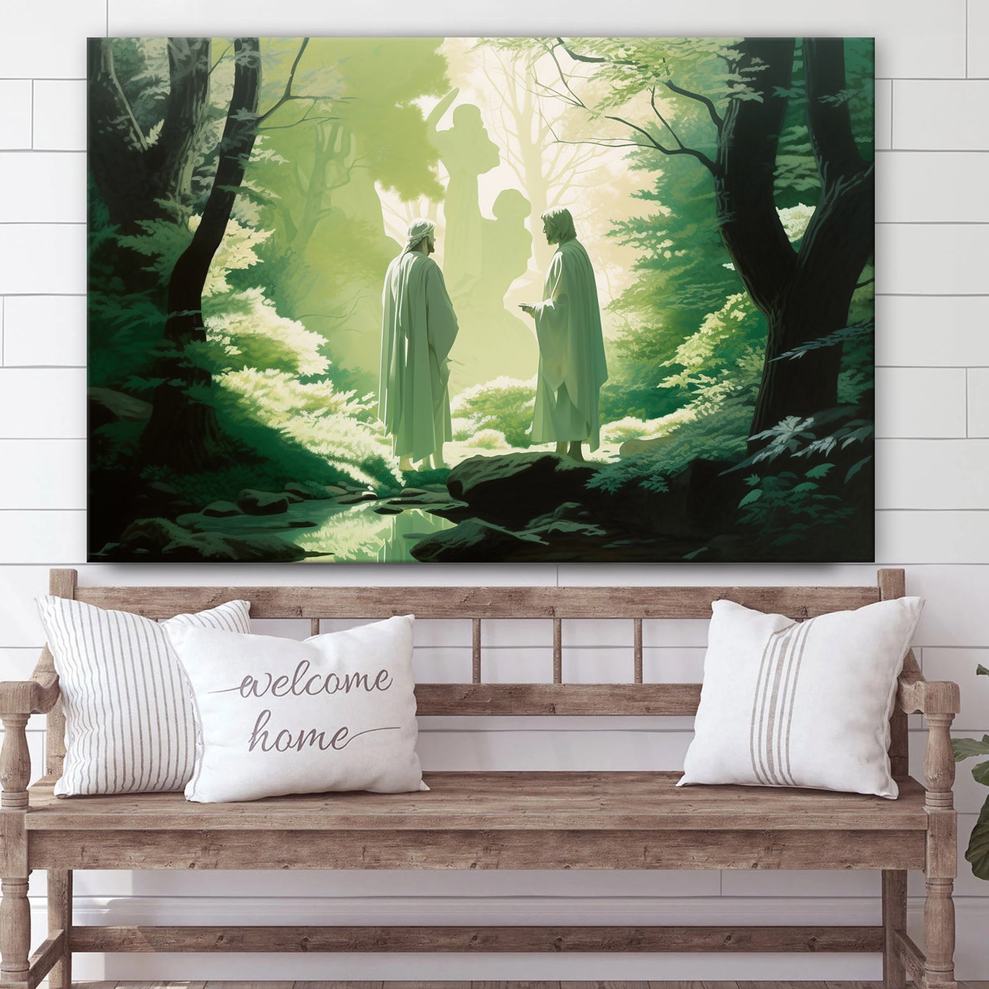 Jesus And John Standing In The Woods - Canvas Picture - Jesus Christ Canvas - Christian Wall Art