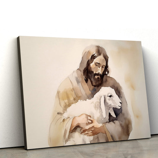 Jesus And Lamb - Canvas Picture - Jesus Canvas Pictures - Christian Wall Art