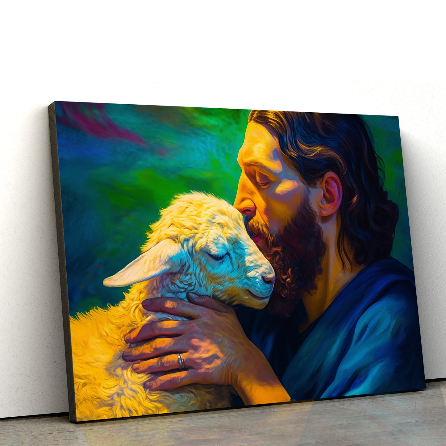 Jesus And Lamb Van Gogh Artwork High Contrast Classic - Jesus Canvas Pictures - Christian Wall Art