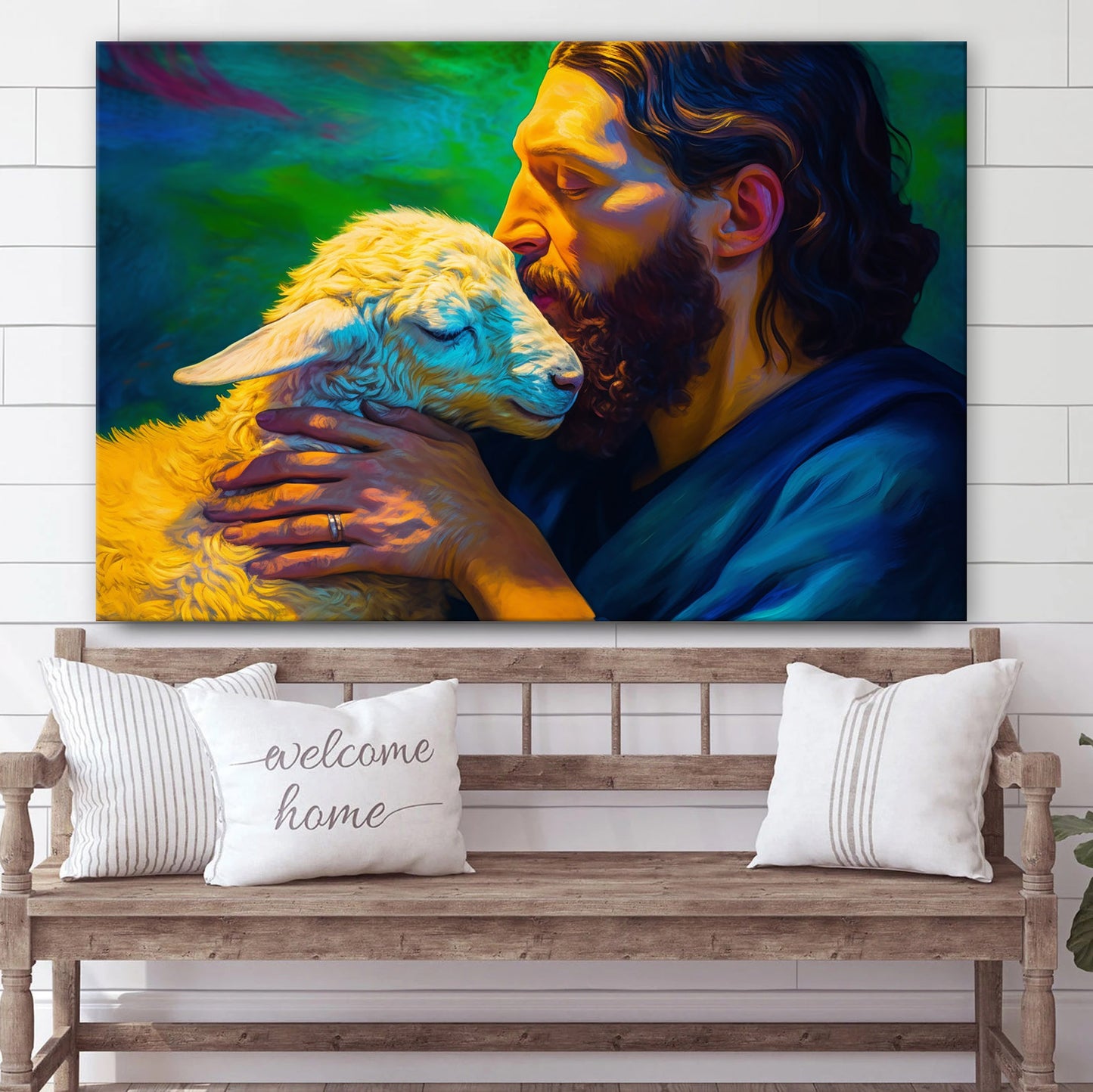 Jesus And Lamb Van Gogh Artwork High Contrast Classic - Jesus Canvas Pictures - Christian Wall Art