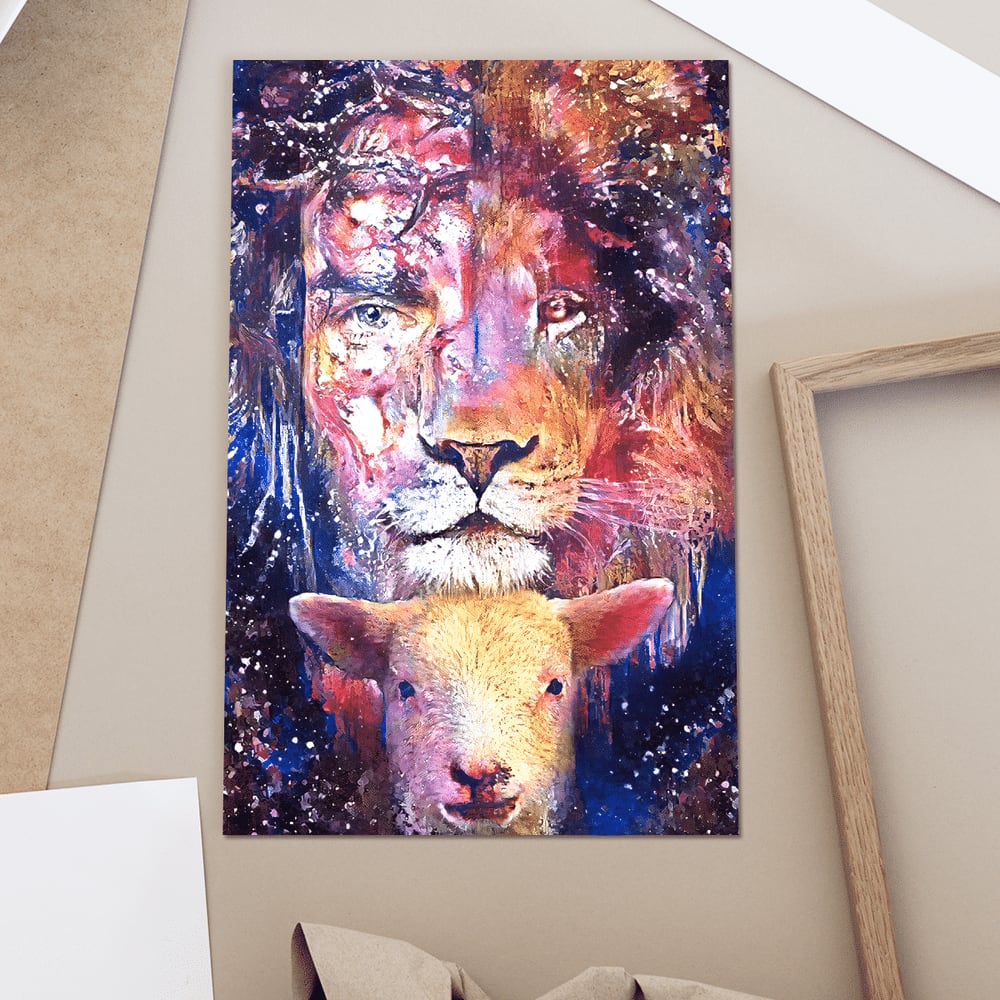 Jesus And Lamb Watercolor Painting Canvas Posters - Christian Wall Posters - Religious Wall Decor