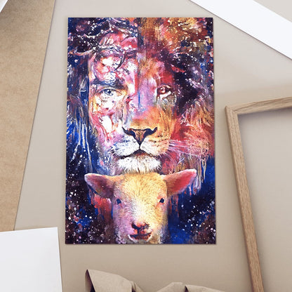 Jesus And Lamb Watercolor Painting Canvas Posters - Christian Wall Posters - Religious Wall Decor