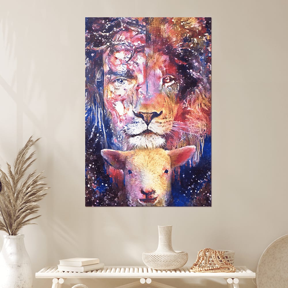 Jesus And Lamb Watercolor Painting Canvas Posters - Christian Wall Posters - Religious Wall Decor