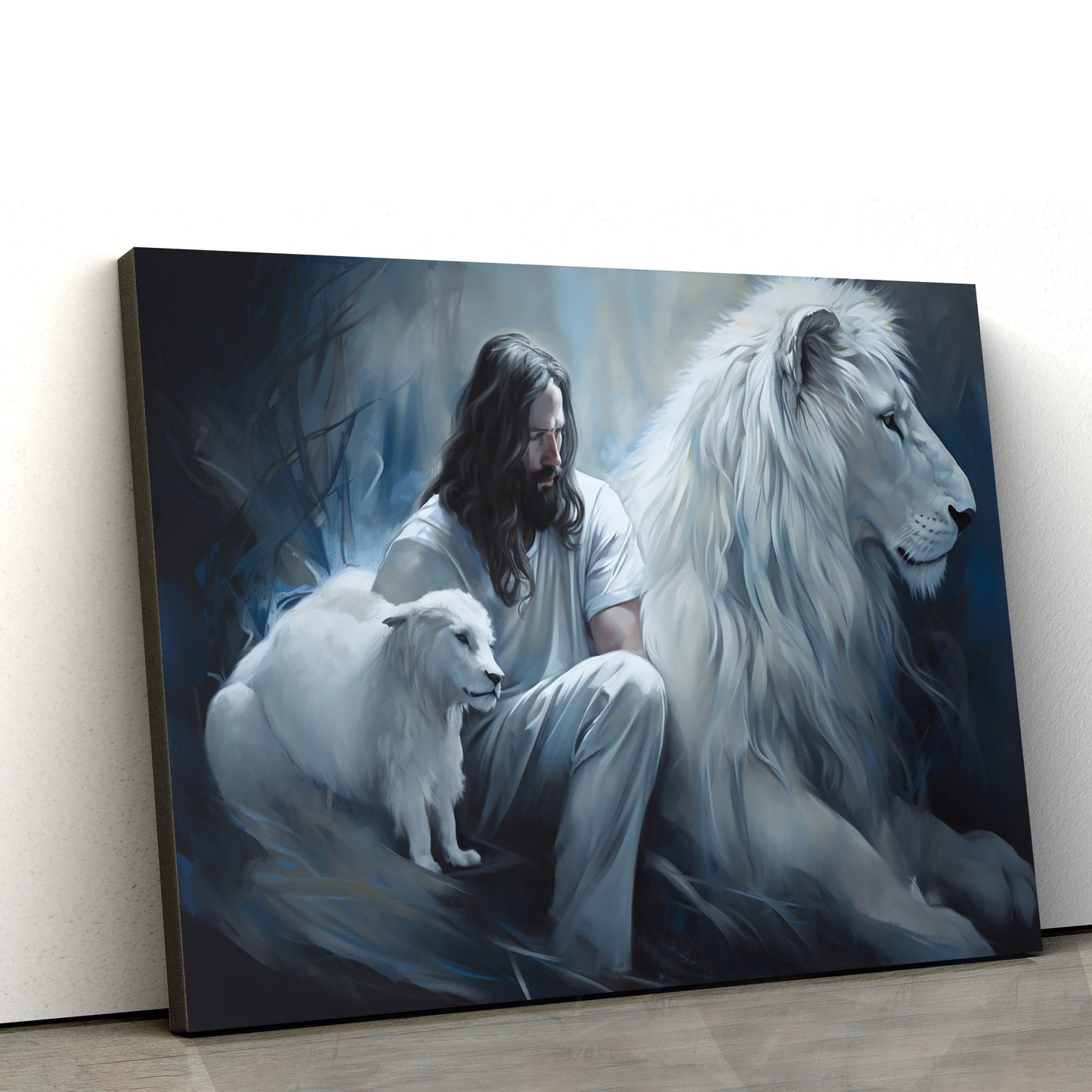Jesus And Lion - Canvas Picture - Jesus Christ Canvas - Christian Wall Art
