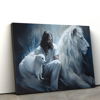 Jesus And Lion - Canvas Picture - Jesus Christ Canvas - Christian Wall Art