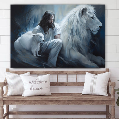 Jesus And Lion - Canvas Picture - Jesus Christ Canvas - Christian Wall Art